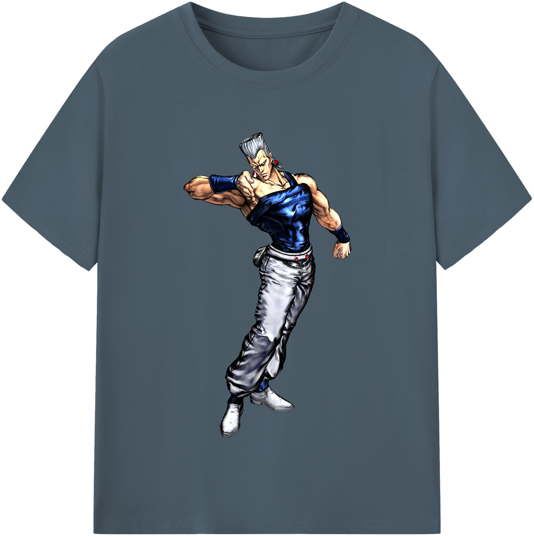 （画像用） ジョジョの奇妙な冒険 ジャン＝ピエール?ポルナレフ JoJo's Bizarre Adventure Jan Pierre Polnareff 綿100％半袖Tシャツ（フロントプリント）